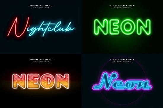 Neon Text Effect Collection Mockup