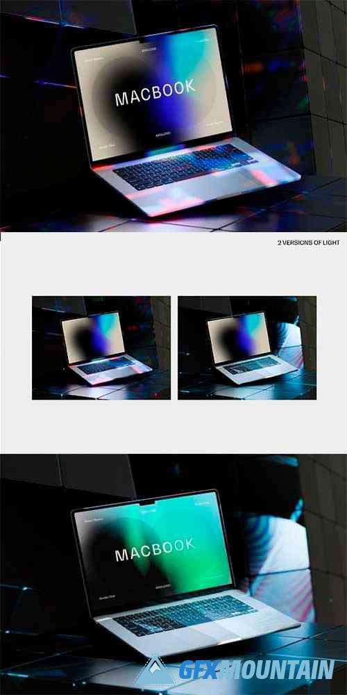 Neon Light Macbook Air Mockup