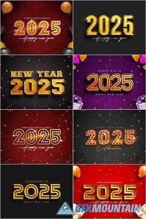 New Year 2025 Editable Text Effect Set