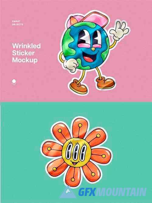 Wrinkled Vinyl Sticker Mockup