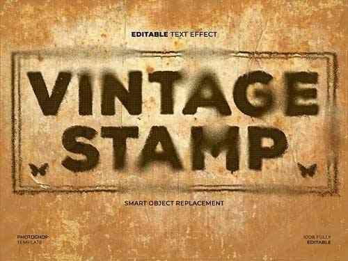 Vintage Stamp Teks & Logo Effect