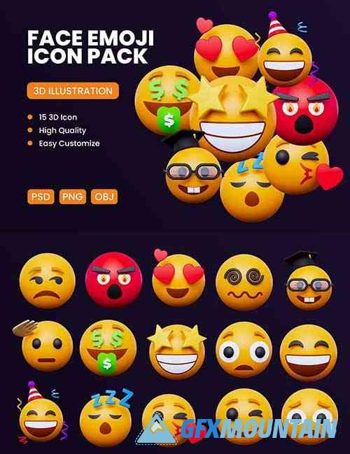 Collection Emoji 3D Icon Pack