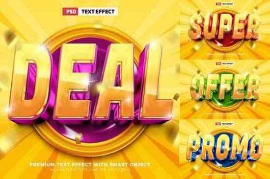 Super Sale Glossy 3D Text Effect Template