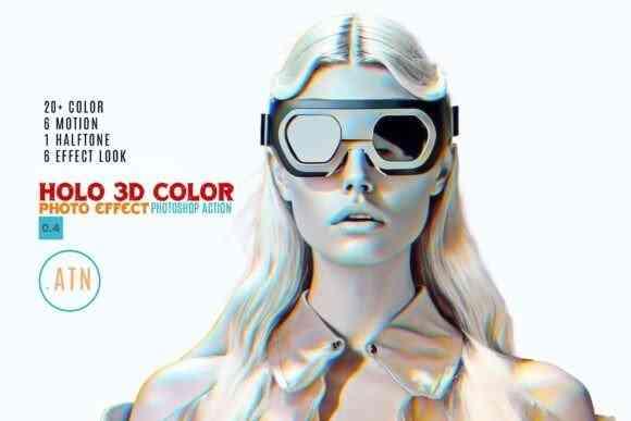 Hologram 3D Color Photoshop Action