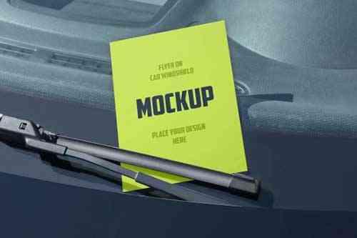 Flyer on Car Windshield Mockup