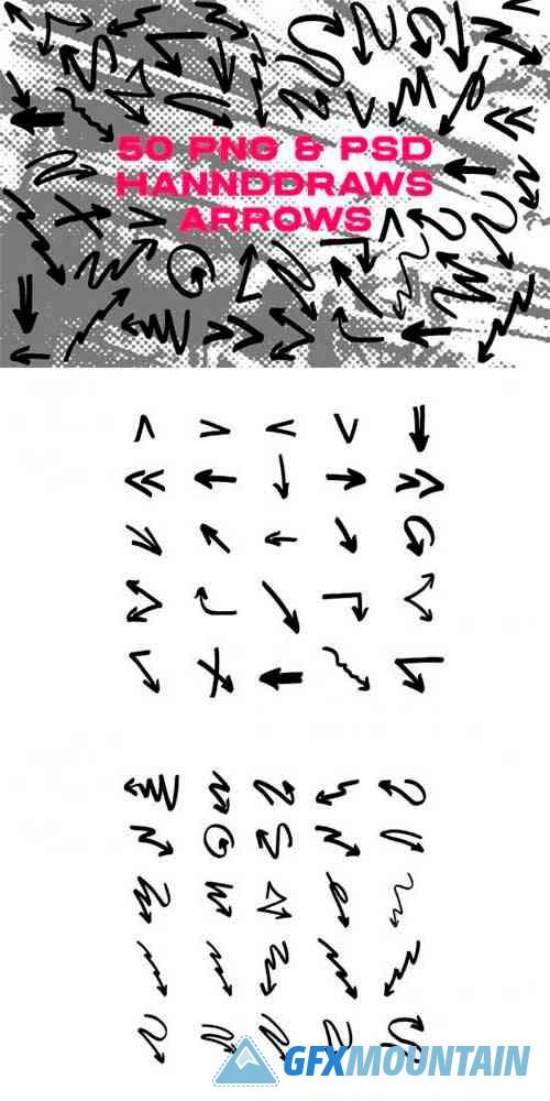 50 PNG & PSD Hand Draw Arrows