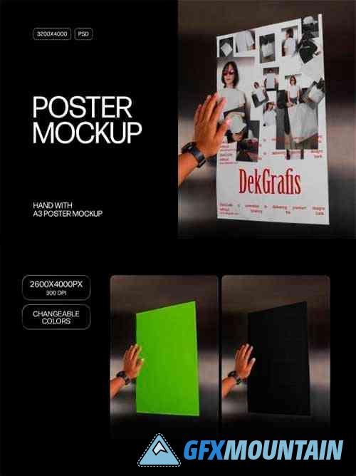 Hand With A3 Poster Mockup