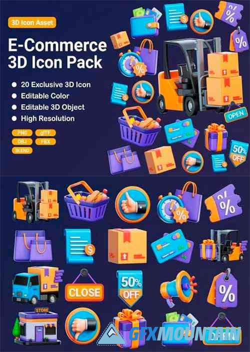 Ecommerce 3D Icon Set