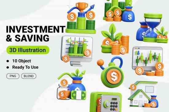 Investment And Saving 3D Icon Illustration