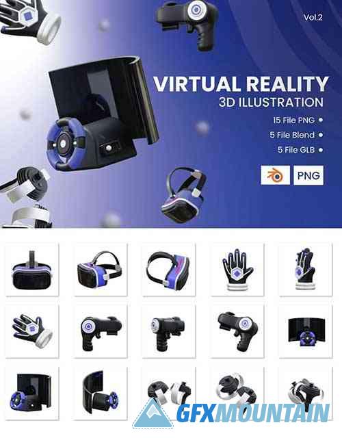 3D Virtual Reality Icon Illustration