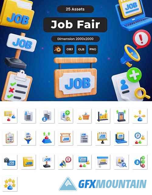 Job Fair 3D Icons