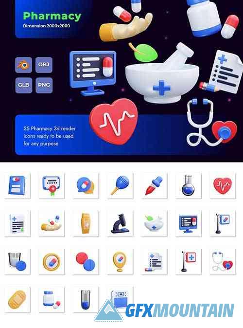 Pharmacy 3D Icons