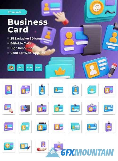 Business Card 3D Icons