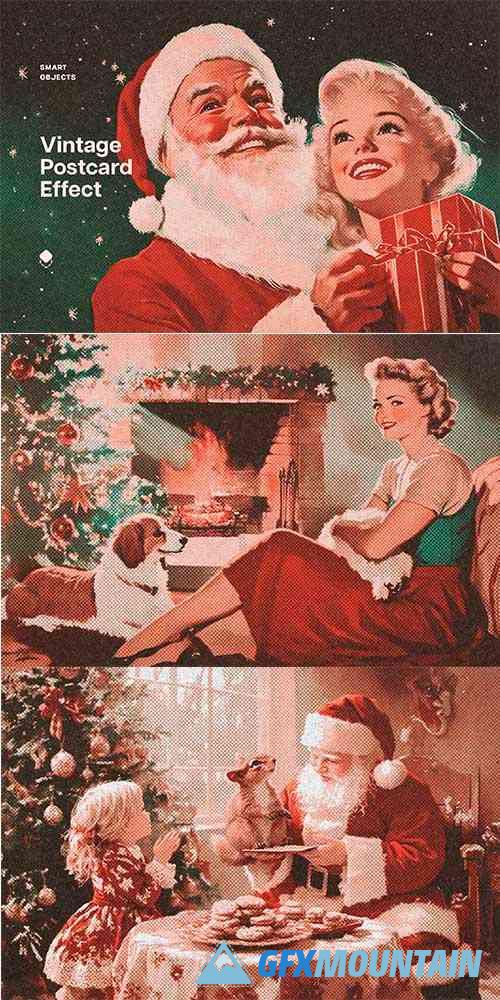 Vintage Christmas Postcard Effects