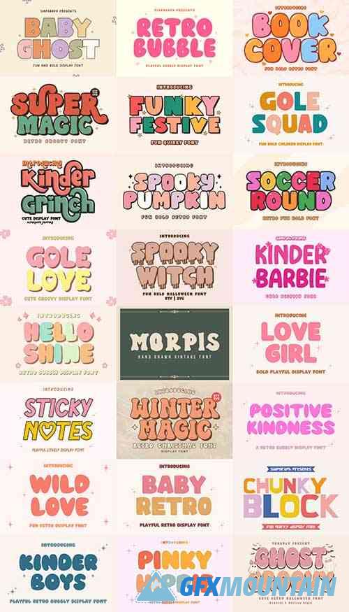 Retro Groovy Font Bundle