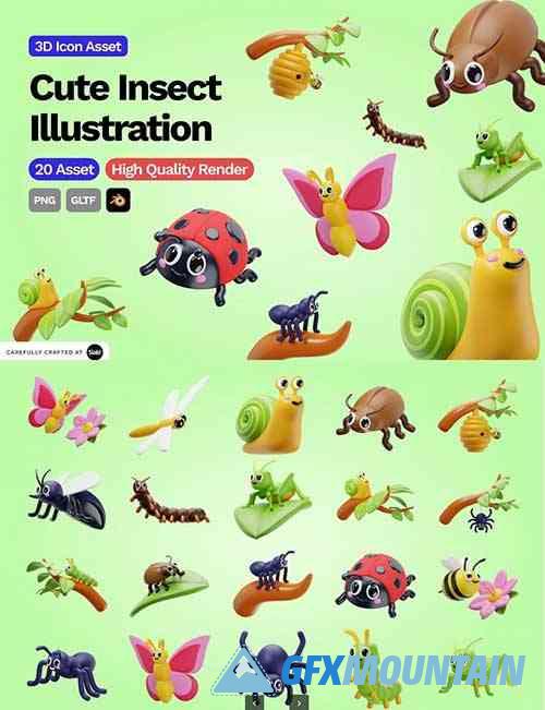 3D Cute Insect Illustration