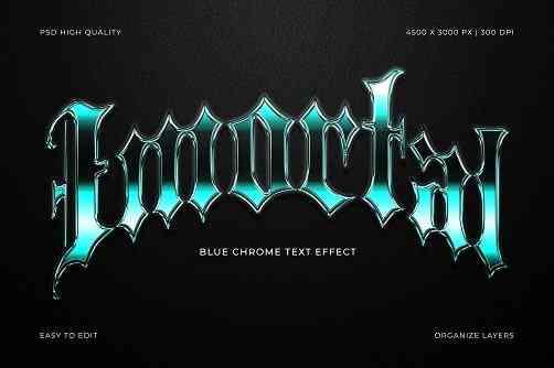 Blue Chrome Text Effect