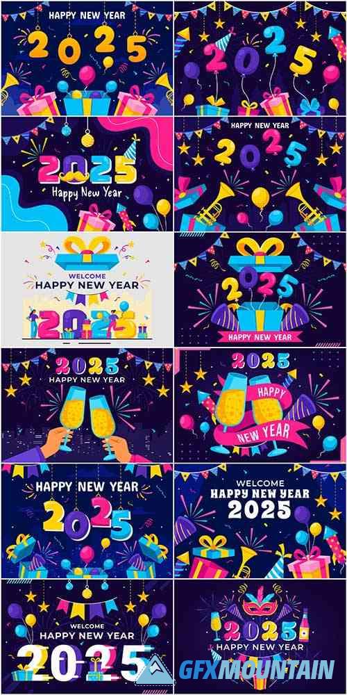 Happy New Year 2025 Illustrations