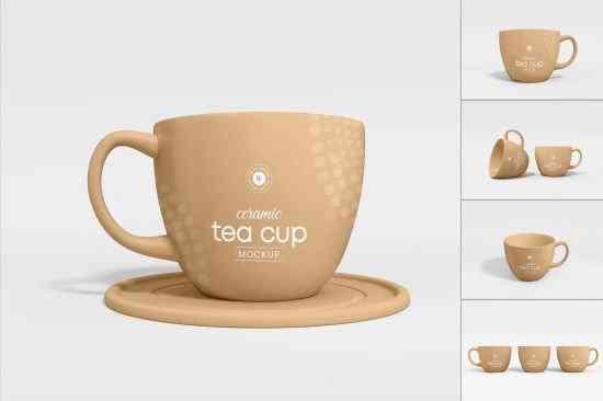 Glossy Tea Cup Branding Mockup Set