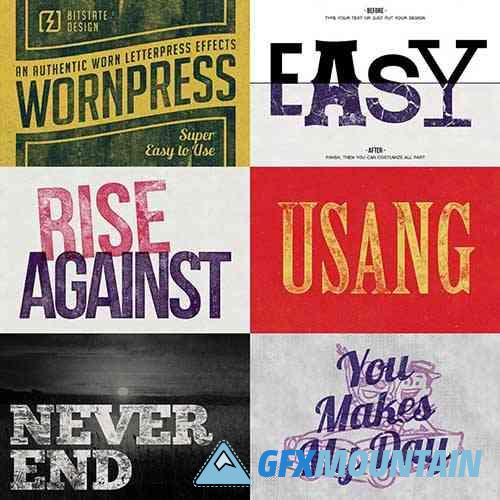 Worn Letterpress Photoshop Effect Kit