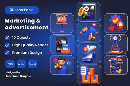 Marketing & Advertisement 3D Icon Pack