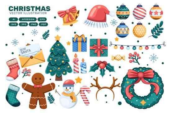 Christmas Element Clip Art Set