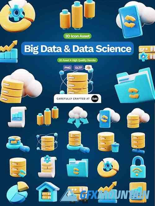 3D Big Data & Data Science Icon