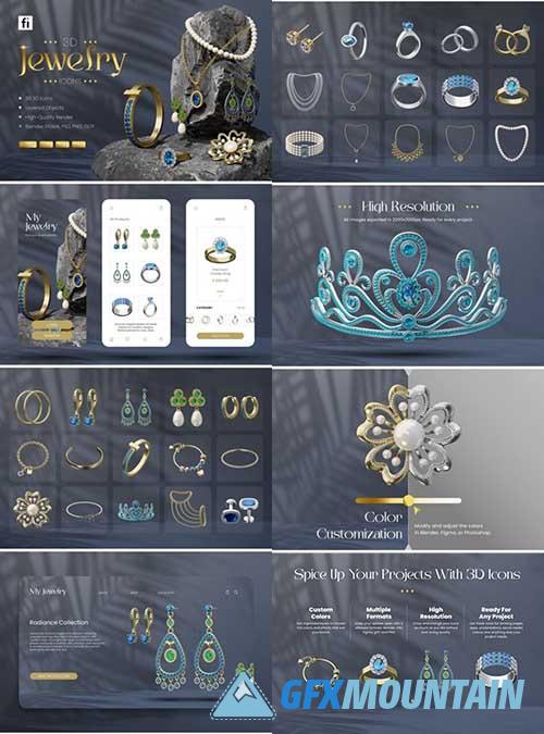 3D Jewelry Icon Set