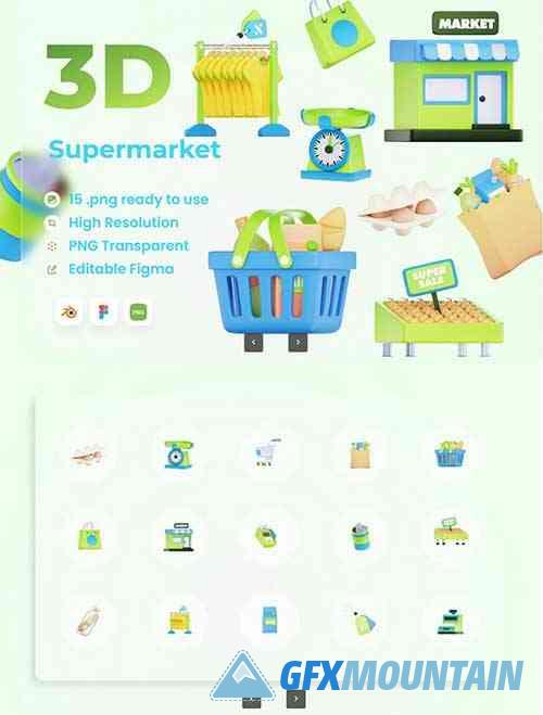 Supermarket 3D Illustration