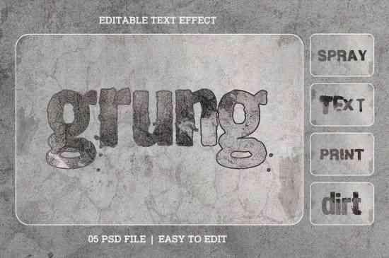 Grunge Editable Text Effect Set