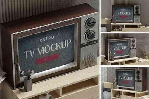 Retro TV Screen Mockup