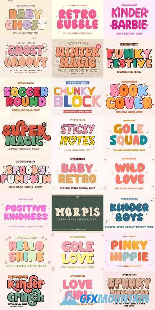 Retro Groovy Font Bundle