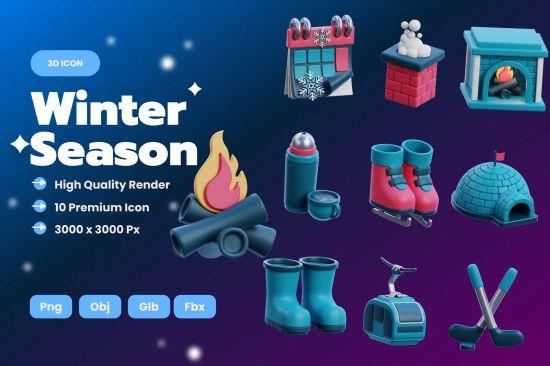 Winter Season 3D Icons