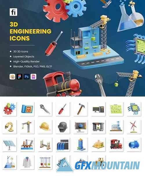 3D Engineering Icons