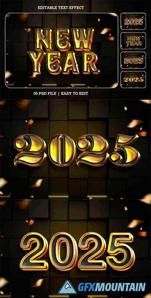 New Year 2025 Editable Text Effect Set