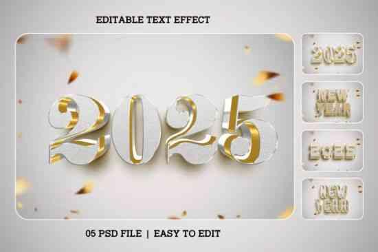 New Year 2025 Editable Text Effect Set