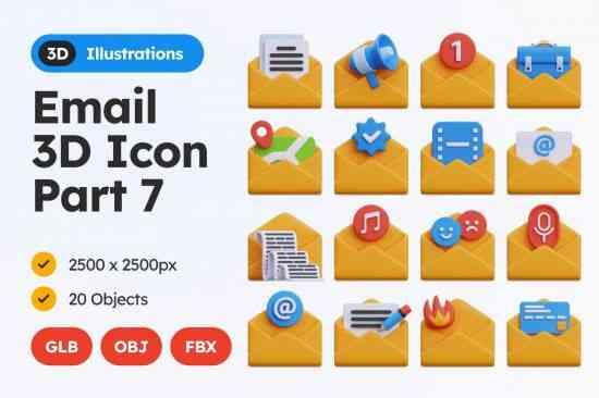 Email 3D Icons Part