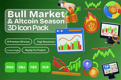 Bull Market And Altcoin Season 3D Icon