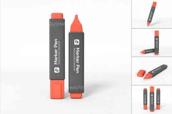 Marker Pen Branding Mockup Set