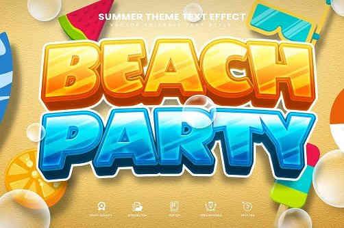 3D Beach Party Editable Text Effect