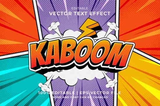 Kaboom Comic Vector 3d Editable Text Effect