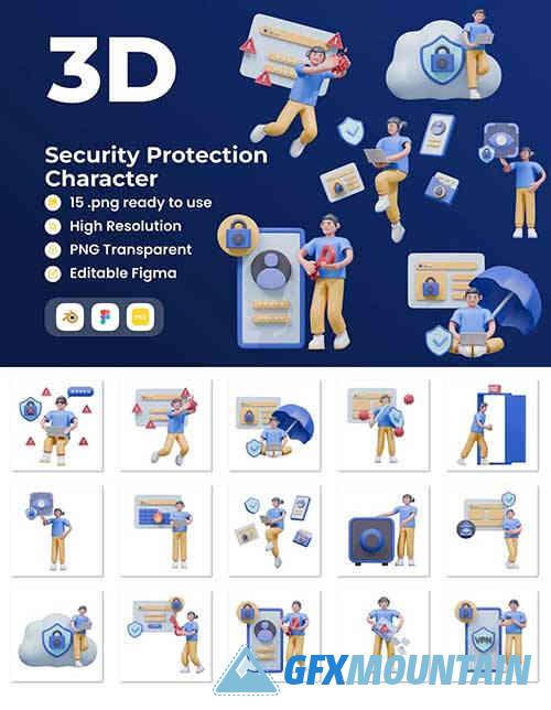 Security Protection Character - 3D Illustration