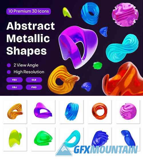 Abstract Metallic Shapes 3D Abstract