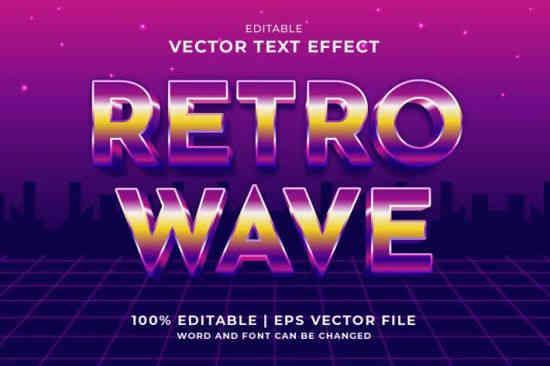 Retro Wave 3d Vector Editable Text Effect