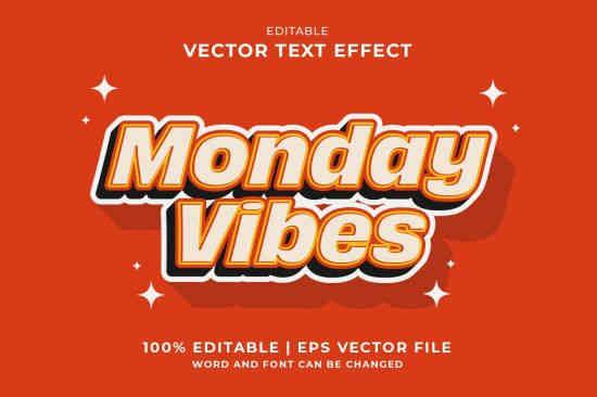 Monday Vibes 3d Vector Editable Text Effect