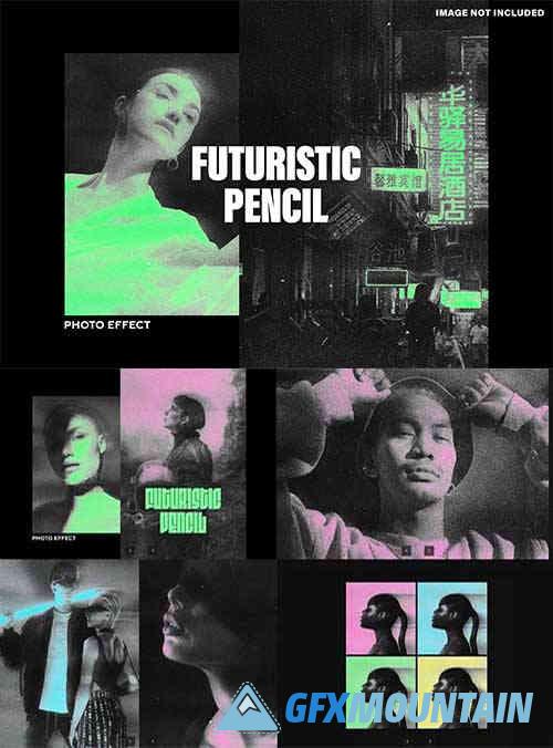 Futuristic Pencil Poster Photo Effect