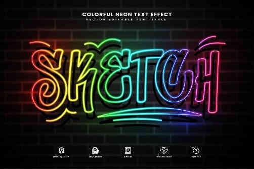 Colorful Neon Editable Text Effect