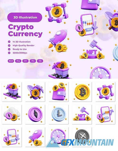 Crypto Currence 3D Illustration