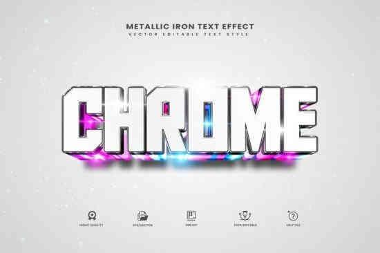 3d Colorful Chrome Editable Text Effect