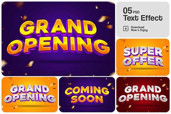 Grand Opening Text Effect Set